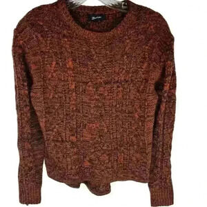 Zaria Women's Pullover Sweater M Orange Rust Crew Neck Long Sleeve Knit